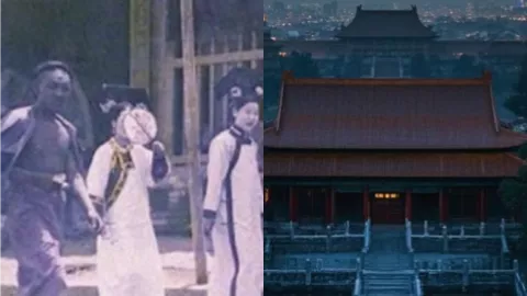 故宫红墙宫女