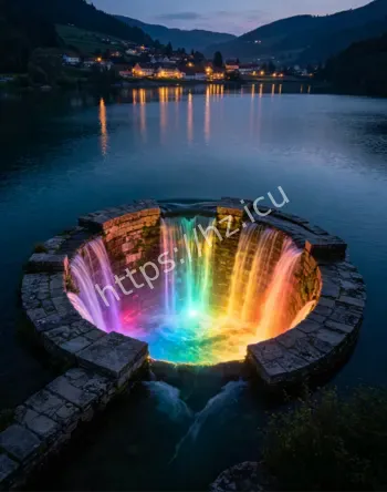 地脉灵气化作彩色泉水